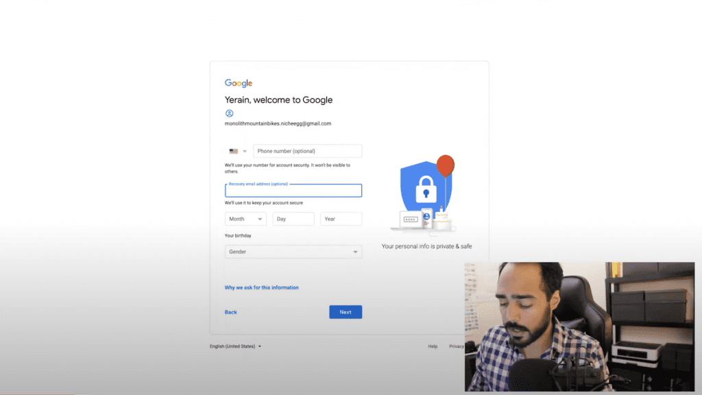 Image of adding a new gmail account.