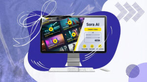 Sora interface overview with video thumbnails and login hints