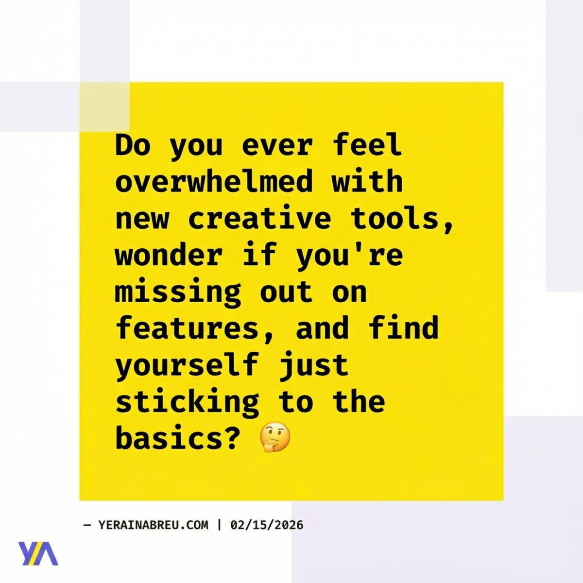 Image in a post titled 'openai sora: is it worth the hype after my first 10 minutes? ' | tobi graphic 25 | yerain abreu Do you ever feel overwhelmed with new creative tools, wonder if you're missing out on features, and find yourself just sticking to the basics? 🤔